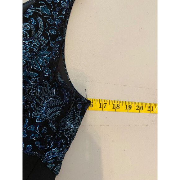 Alex Evenings Sleeveless Dress Black Blue Paisley Velvet Bolero Jacket Size 14 P - Picture 12 of 16